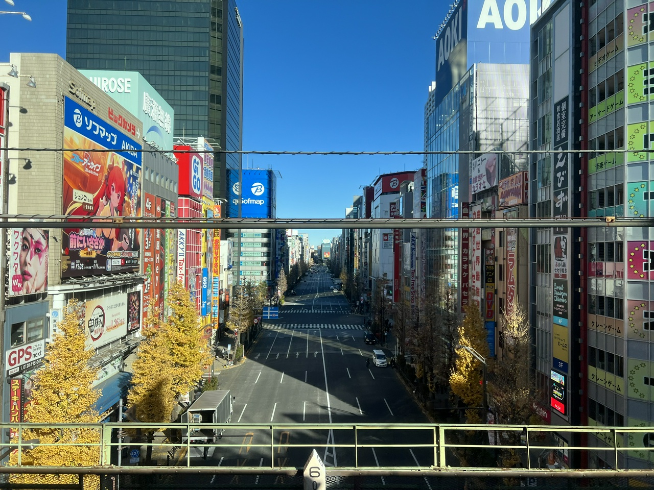 総武線の車内から望む秋葉原電気街