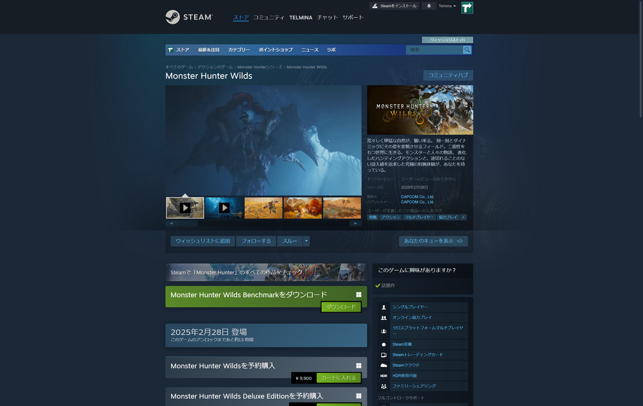 モンスターハンターワイルズ、Steam外で予約してしまったが故に、事前ダウンロードできず…