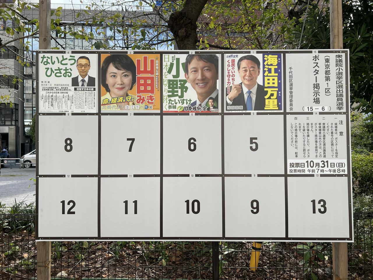 衆議院小選挙区選出議員選挙(東京都第1区)ポスター掲示板