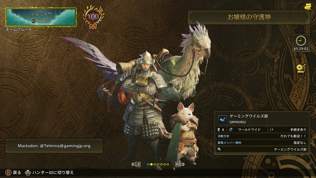 テルミナ™のプロフィール（モンスターハンターワイルズ・ハンターランク100）（その1）