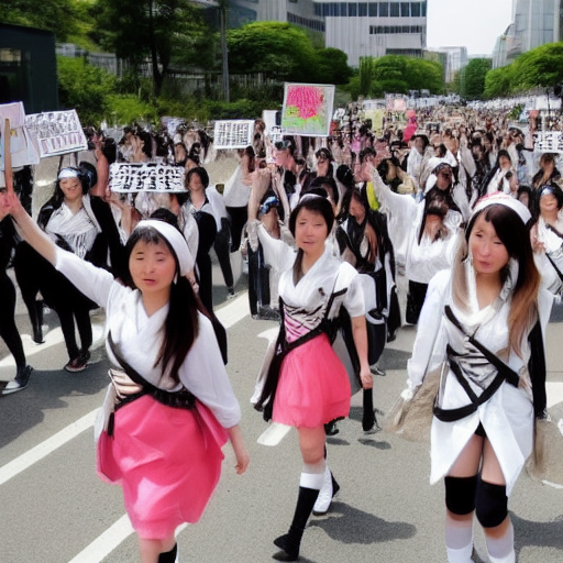 Japanese beautiful girls are marching against nukes near the Diet.