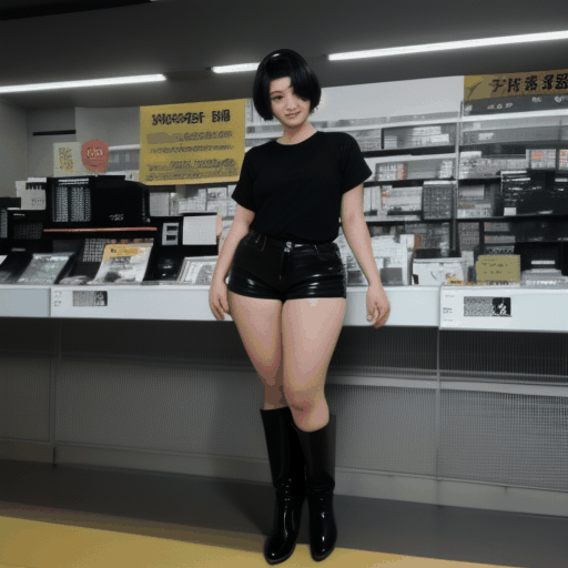 best quality,8k, realistic, masterpiece, RAW photo, Some tall Japanese voluptuous short-haired intelligent beautiful models featured in an advertising campaign at the electronics retail store.