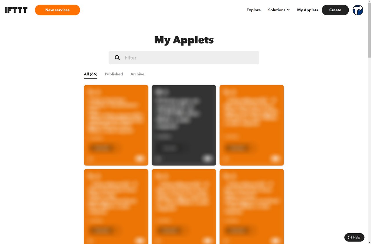 IFTTTで、「My Applets」の一覧を開く